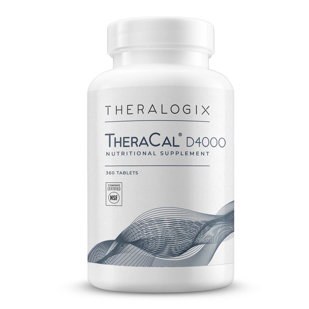 Theralogix TheraCal D4000 - Bone Health Support Supplement med Calcium, Magnesium, Vitamin D3, Vitamin K2 & Boron * - 90-Day Supply - NSF Certified - 360 tabletter