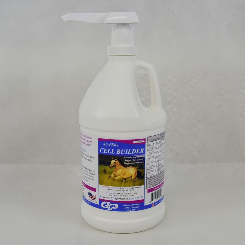 SU-PER Cell Builder Horse täydentää - korkea rauta-vitamiini Mineraali Equine veren Builder Liquid for Performance Horses - 1/2 Gallon + Pump
