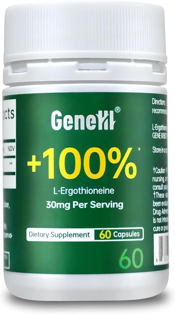 L-Ergotioneine Supplement, 30mg(EGT) / Serving, 6X Ergotioneine Mushroom Extract lisäravinteet Pitkäikäisyys, Immuunituki, Heart Health & Brain Supplement, Lab Tested, Made in USA, 60 Servings