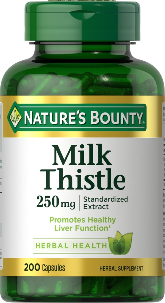 Nature's Bounty Milk Thistle Kapselit, Perinteisesti käytetty maksan terveys, kasviperäisten täydentää, 250 mg per tarjoilu, 200
