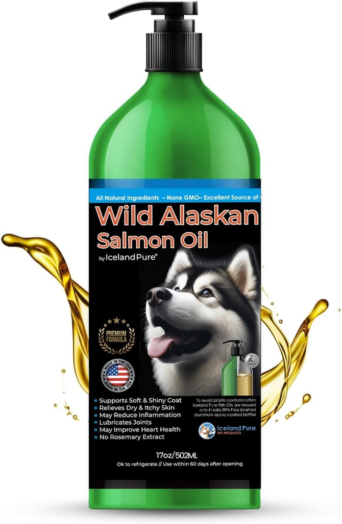 Wild Alaska Salmon Oil for Dogs by Iceland Pure ... 1 043 mg Omega-3 per Teaspoon...