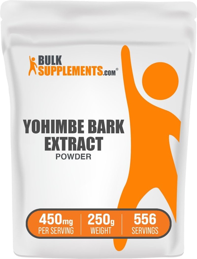 BulkSupplements.com Yohimbe Extract Powder - Yohimbe Bark Extract - Herbal Supplement, Gluteeniton, 450mg per Serving, 250g (8.8 oz) (Pack of 1)