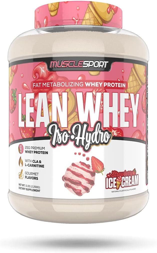 Lihasport Lean Whey RevolutionTM Protein Powder - Whey Protein Isolate - Low Calorie, Low Carb, Low Fat, Incredible Makuja - 25g proteiinia per Scoop - 5lb Mansikka Creme