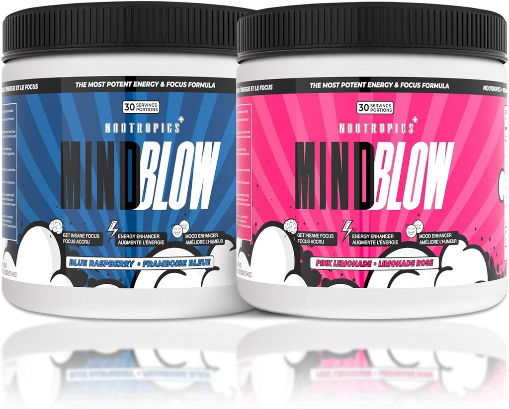 Mind Blow - Nootropics Cocktail for Energy, Focus ja onnellisuus opiskelijoille, yrittäjille, kovatyöläiset ja pelaajat (30 palvelinta)