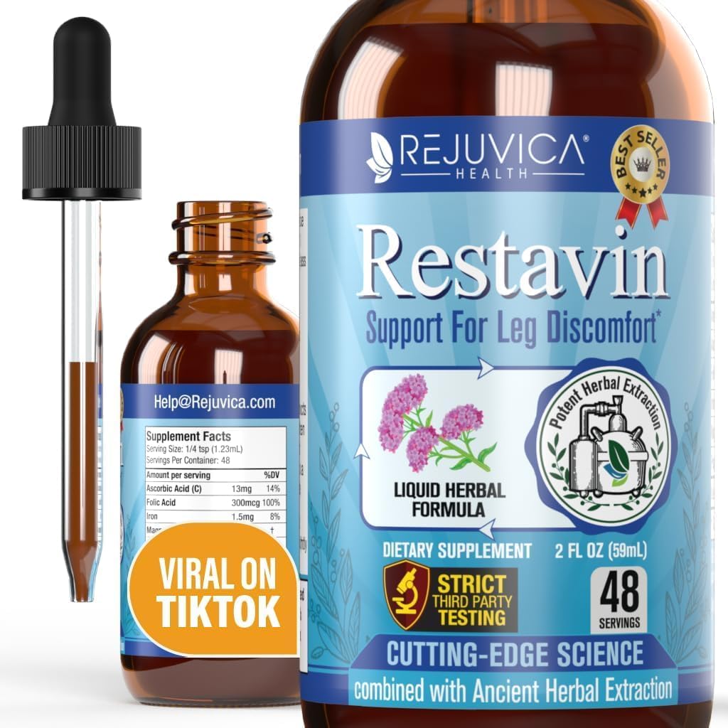 Restavin - Advanced jalan tuki täydentää - neste toimitus parempaan imeytymiseen - C-vitamiini, rauta, valeriaana, kurkuma, magnesium & enemmän!