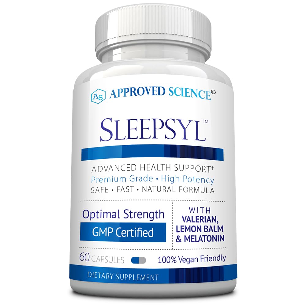 Hyväksytty Science Sleepsyl - Sleep Supplement - Valerian Root, Lemon Balm, Melatoniini, Kamomile, L-Ornithine - Vegan, 60 kapselia