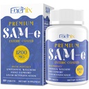 1200 MG SAM e Supplement for Brain, Mood, Joint, and Liver, High Absorption SAM-e (S-Adenosyyli-L-metioniini) CoQ10, 5-HTP, Entero päällystetty 60 tablettia, vegan