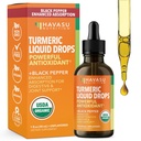 USDA Organiska gurkmeja flytande droppar med svartpeppar - 1000mg Curcumin Supplement för immun & Digestive Health - 30 portioner - Förbättrad absorption - Icke-GMO, Vegan, Glutenfri - Osmakad, 1 Fl Oz