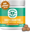 Doggie Dailies kognitiva valpar Chews, vitaminer med DHA, Selen, organisk Ashwagandha och antioxidanter för att stödja hjärnhälsa, nervsystemfunktion och främja lugn (Peanut Butter) 120 mjuka chews