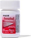Major Ferosul - Ferrous Sulfate 325mg tabletter med 65mg Elemental Iron - Järntillskott för kvinnor, män - Red - 100 Count