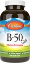 Carlson - B-50 geelit, B-vitamiinikompleksi, energiantuotanto, solujen tuki & optimaalinen hyvinvointi, 200 Softgels