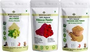 Combo orgaaninen kuivattu Amla, Hibiscus ja Methi (Fenugreek) Jauhe (Each 100 Gram / 3,5 Ounce) Hyllanthus Emblica Hibiscus Rosa-Sinensis Trigonella Foenum-Graecum