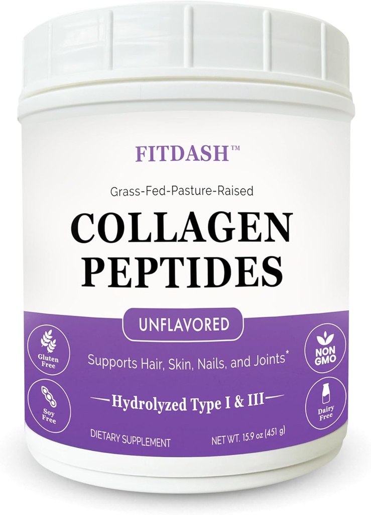 Collagen Peptides Hydrolysed Collagen Powder tyyppi I ja III, tukee hiukset, kynnet, ja nivelet. Mauton 41 tarjoilua 15,9 Oz. Ruoho-Fed pastöroitu.