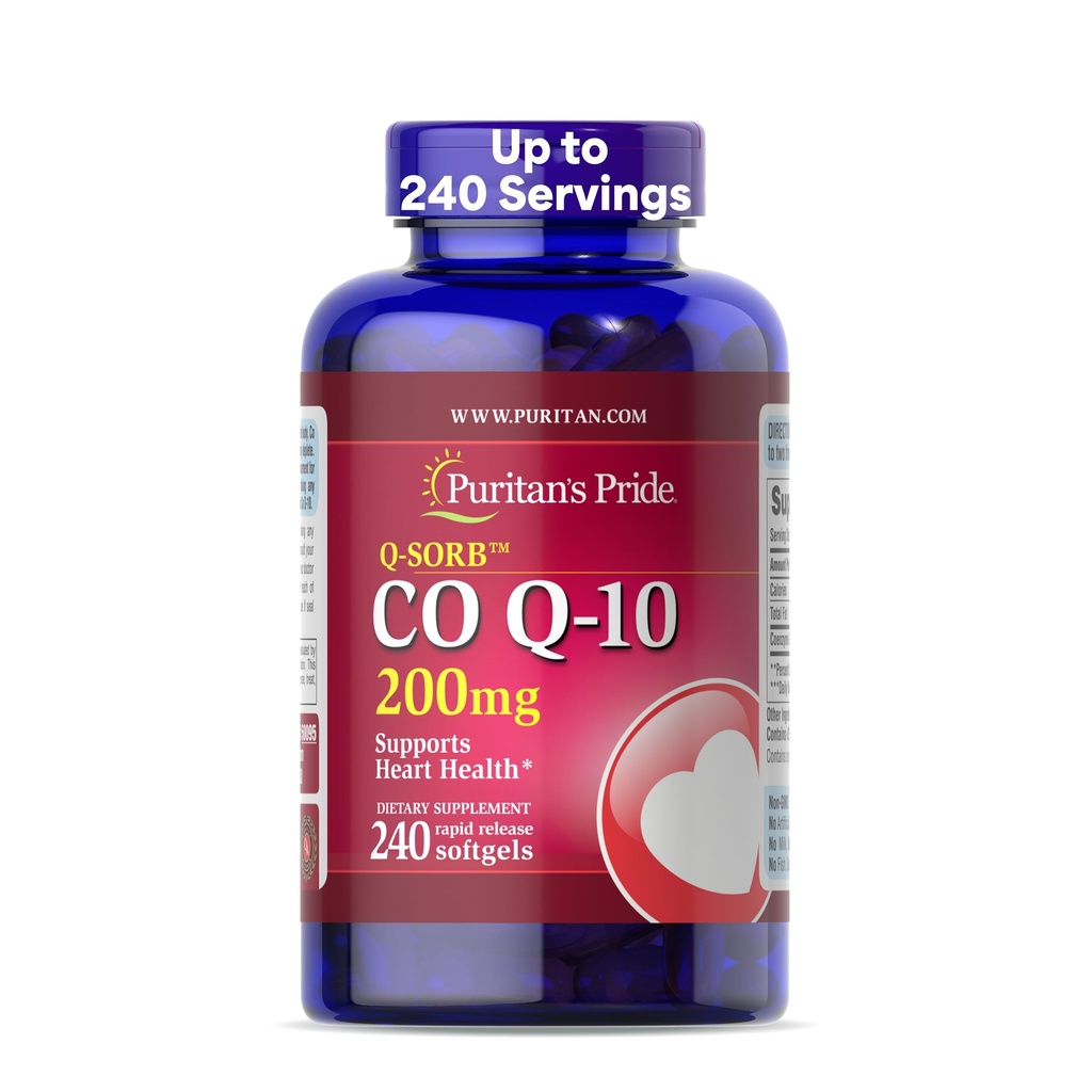 Puritan's Pride Coenzyme CoQ10 200mg, ruokavalio täydentää sydämen terveys, verenpaine, suun gum terveys, ja terve ikääntyminen tuki, 240 palvelinta, nopea julkaisu Softgels