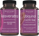 Reservskönhet, Resveratrol 250 mg, Antioxidant Supplement för hjärt- och cellulär hälsa 30 Caps & Ubiquinol CoQ10 Stat - Stöd för kardiovaskulärt system, energinivåer och cellulär hälsa - 30