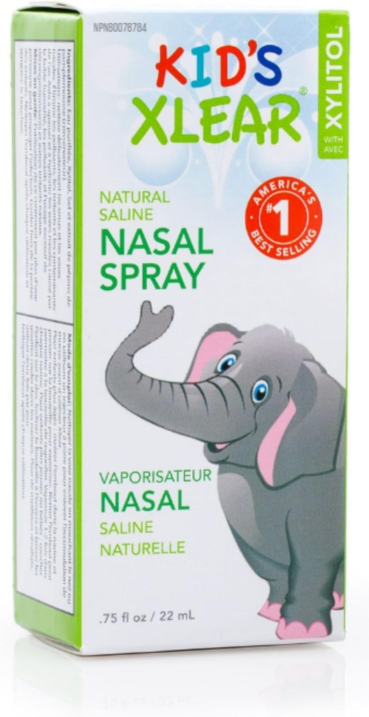 Xlear Natural Xylitol Saline Nasal Spray för barn - Daily Decongestant, Nose Moisturizer, 0,75 fl oz (Pack av 1)