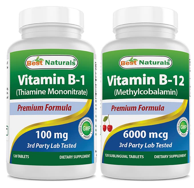 Paras luonnon B1-vitamiini tiamiinimononitraattina 100 mg & B12 6000 mikrog