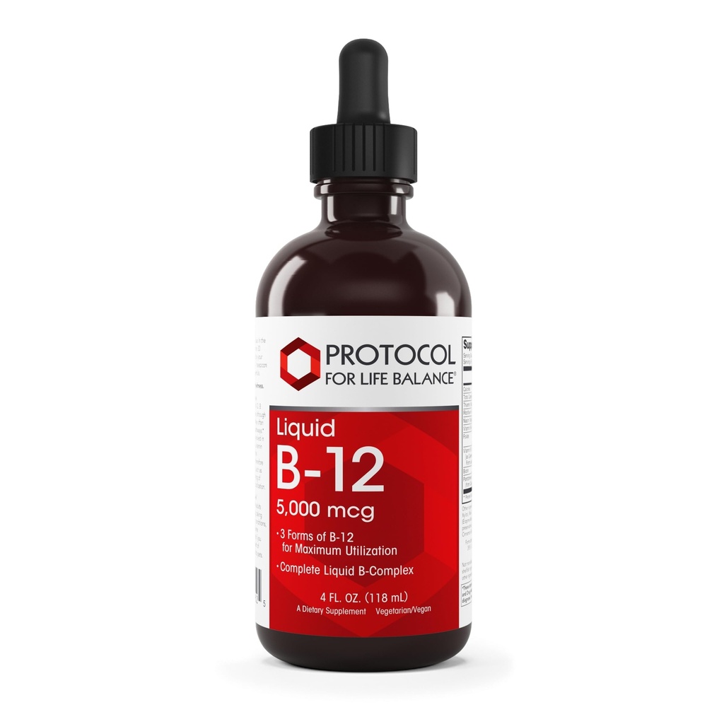 PÖYTÄKIRJA TALOUDELLISESTA TASAPAINOSTA B-12 5 000 mcg - Hermoston tuki - B-vitamiinit - Dairy Free & Vegan B-vitamiini Liquid - 4 fl oz