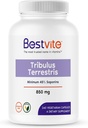 BESTVITE Tribulus Terrestris 850mg per kapsel (240 vegetariska kapslar) - Standardiserat extrakt - Min 45% Saponiner - Inga stearat - Ingen silikondioxid - Inga filler - Vegan - Non GMO - Gluten Free