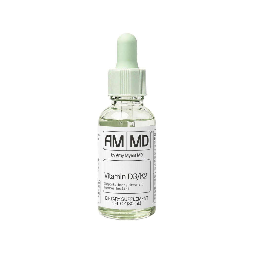 Amy Myers MD Vitamin D3/K2 Liquid - Stöder Bone Health, Immune Function & Hormone Balance - Hög Absorption - Non-Dairy, Gluten-Free - 1 fl oz (30 portioner)