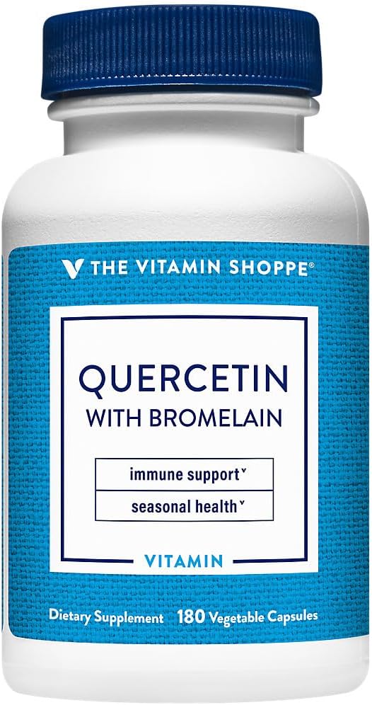 Vitamiini Shoppe Quercetin kanssa bromelaiini, antioksidantti, joka tukee tervettä immuuni kaikille kausille (180 kapselia)