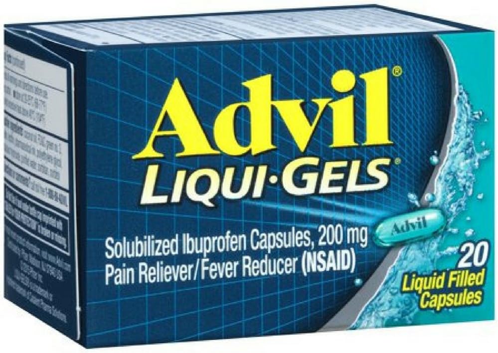 Advil Liqui-Gels 20-talet Storlek 20-talet Advil Ibuprofen Smärta Relief Flytande Kapslar 20ct