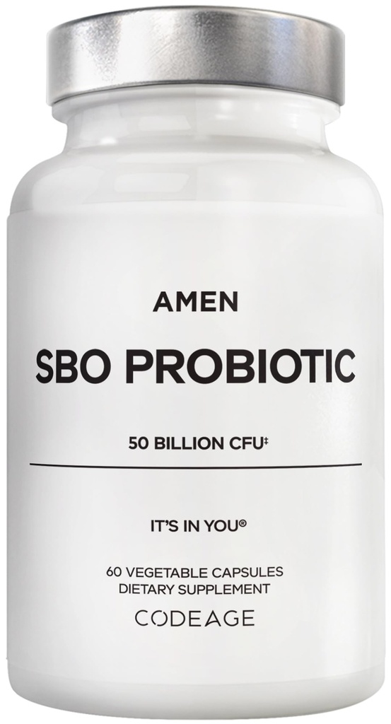 Amen Probiootit Supplement, SBO Probiootit ja Organic Prebiootit, 50 miljardia PMY, Hylly Vakaa, Ei jääkaappi vaaditaan, Flora Daily Probiootti Formula naisten ja miesten, Vegan & non-GMO, 60 kapselia