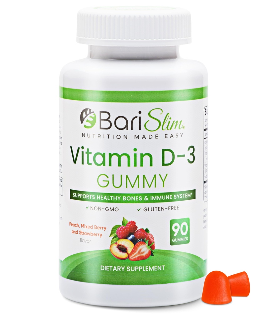 BariSlim Bariatric-vitamiini D-3 Gummies - erityisesti suunniteltu Gummy-vitamiini potilaille jälkeen laihtuminen Leikkaus - Helppo kaivaa ja suuri maistaa hedelmä makuja 90 hedelmä Chews