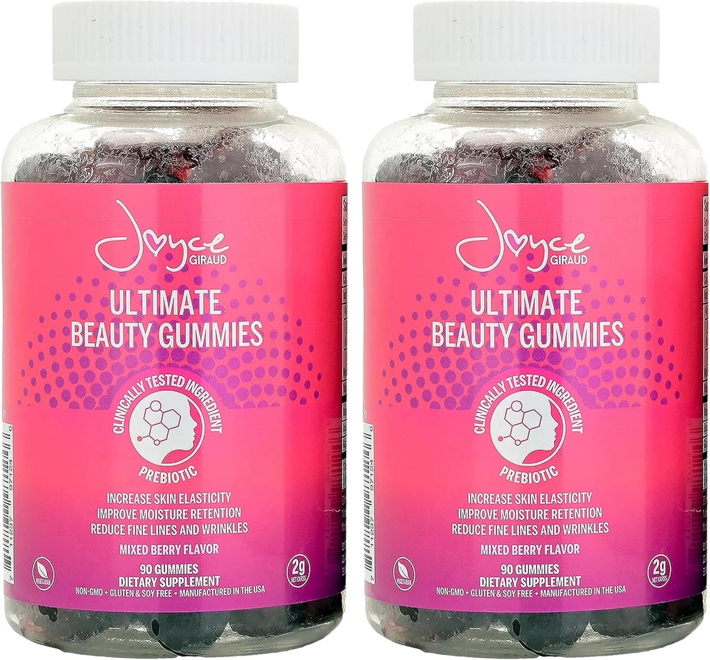 Joyce Giraud Ultimate Beauty Gummies, 60-dagars leverans, stöder hudhydration och hälsosam hudton, 180 Gummies