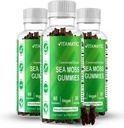 Vitamatic 3 Pack Irish Sea Moss Gummies- 3000mg Equivalent Per Serving (alkaen Extract 132,5 mg) - 60 Ct - Made with Blackderwrack & Burdock Root - Seamoss täydentää Kilpirauhasen, energia, Immuunituki