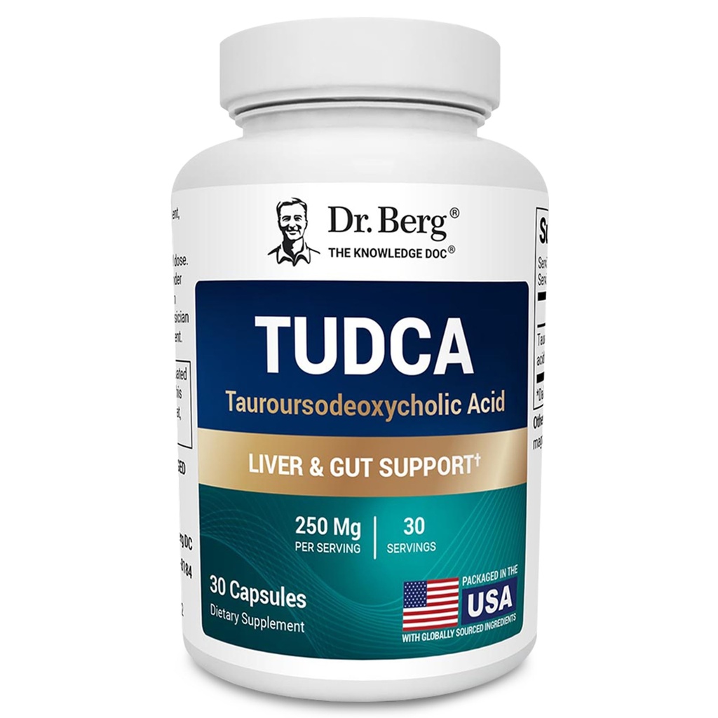 Dr Berg TUDCA Supplement (Tauroursodeoxycholic Acid) - Kraftfull formel för leverhälsa, Bilflöde, Gallbladder Support och Digestive Health * - 30 kapslar