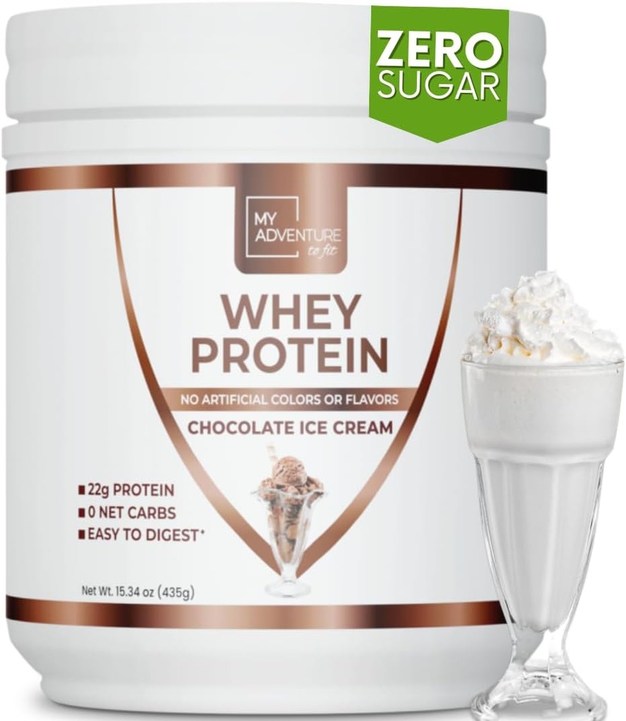 Mitt äventyr till Fit Whey Isolate Protein Powder - Low Carb Protein Powder för kvinnor - Sweetened med Stevia Whey Isolate Protein för muskeltillväxt - Protein Powder (Chocolate Ice Cream, 15 Servings)