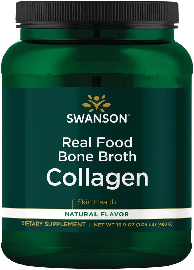 Swanson Real Food Bone Broth Collagen - Natural Flavor 16,9 oz Pwdr