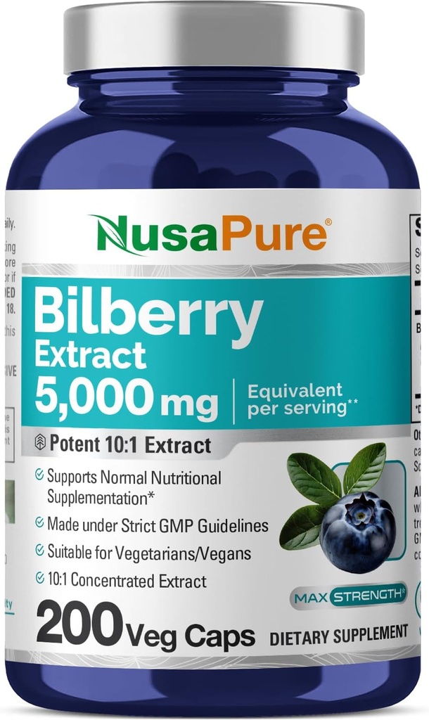 NusaPure Bilberry Extract 5 000mg 200 Kasvisruokaa (ei-GMO, Vegan)