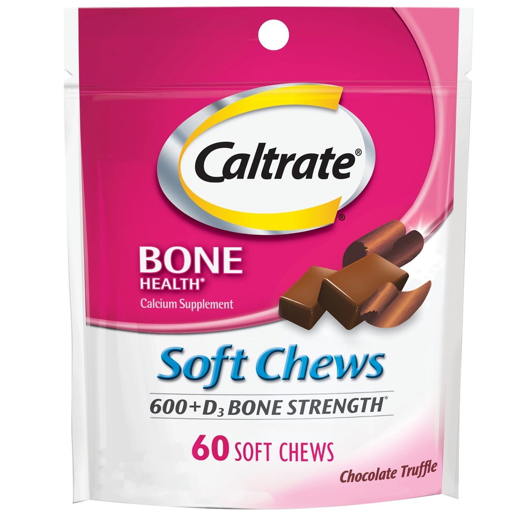 Kaltrate Soft Chews 600 Plus D3 kalsium D-vitamiini täydentää, suklaa tryffeli - 60