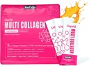 Liquid Collagen for Women, 10000mcg Biotin, 8000 mg Multi tyyppi Collagen Peptides, Hyaluronic Acid, C-vitamiini, iho, kynsi, hiusten täydentää, Orange Flavor, 10 Fl oz. (1 pakkaus, Orange)