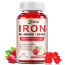 Rauta Supplement Gummies, 65 mg Rauta ja 250 mg C-vitamiini naisille Miehet Lapset, Natural Vegan Iron Gummy kanssa A-vitamiini, B-komplex, Biotiini, Sinkki & Folate Energy Support & Immuuniterveys, 60 Gummies