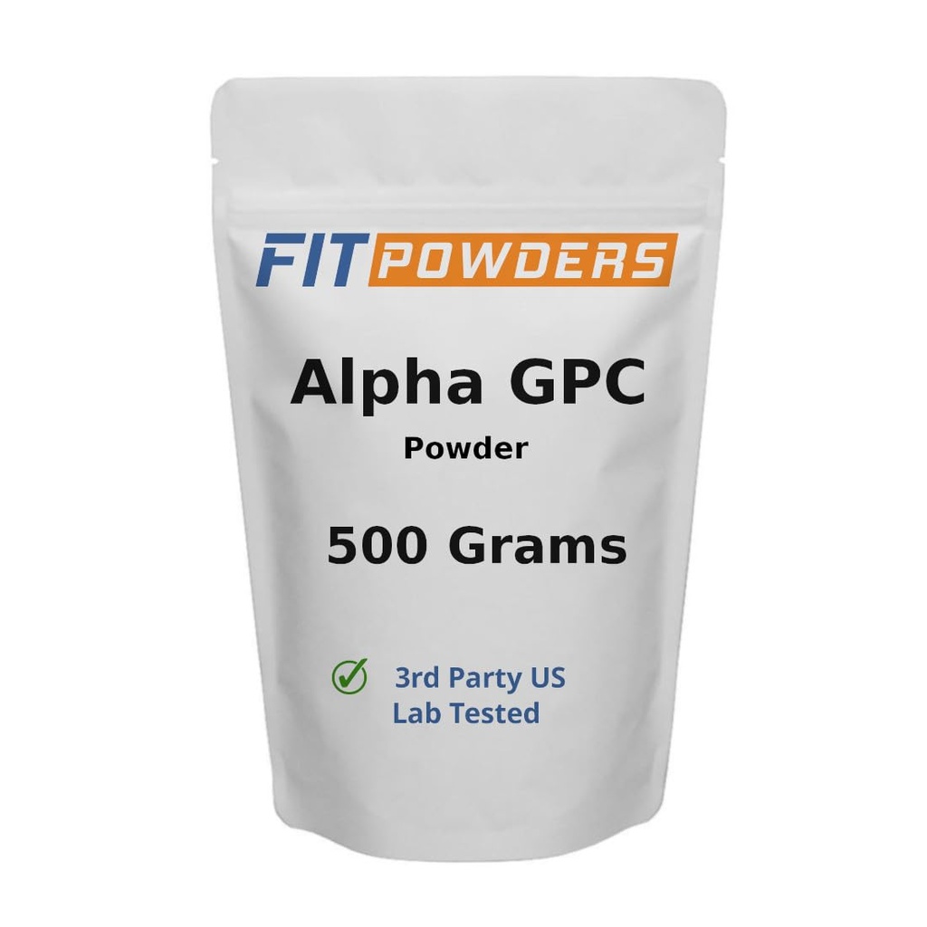Alfa-GPC Powder 500 Grams, ei-GMO Alpha GPC Supplement Koliini Powder, Vegan, Kolmas osapuoli testattu, Esityö, Muisti ja Focus, Scoop