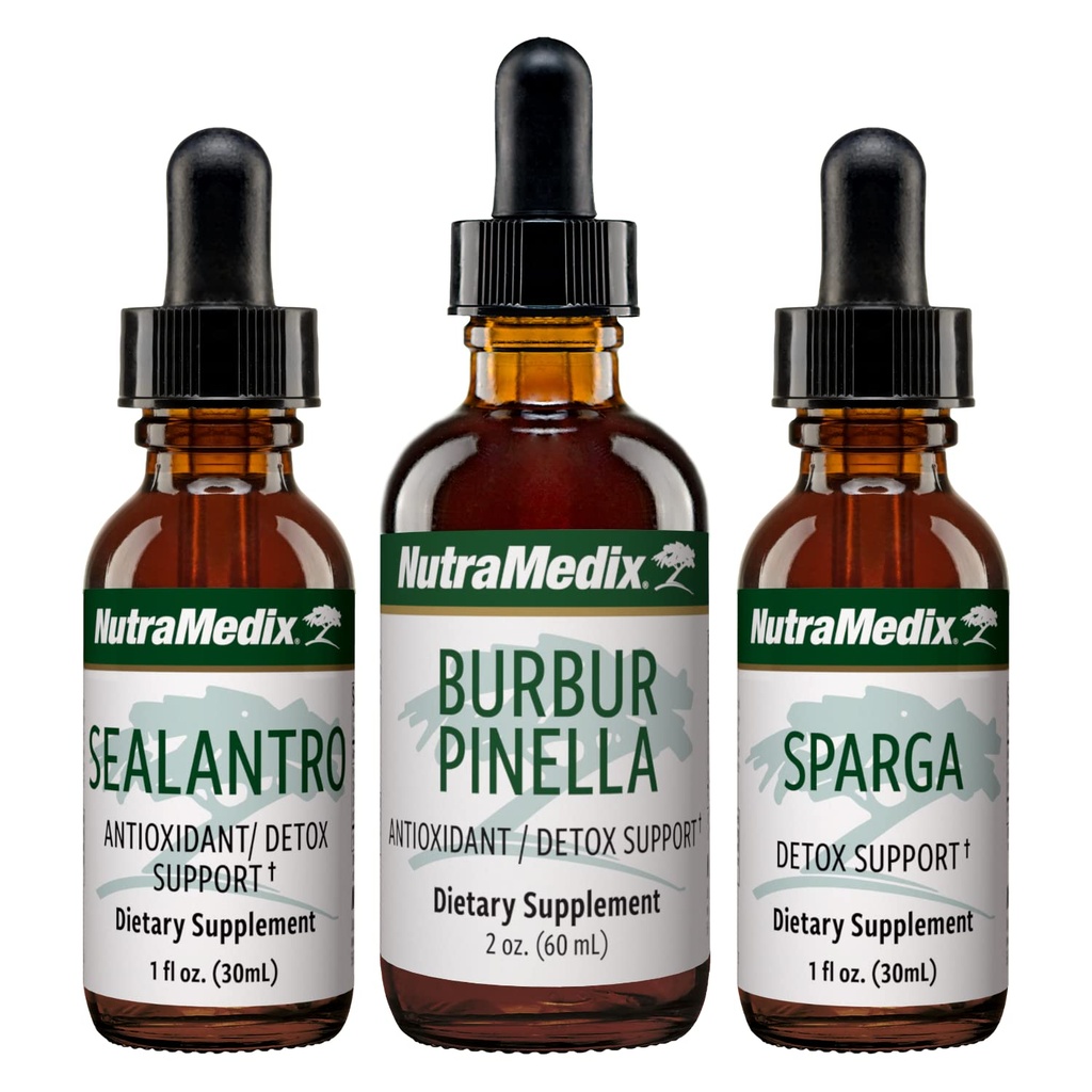 NutraMediax Detox Support Bundle - Sealantro (Chlorella, Cilantro Leaf & Pacific Cold-Water Red Seaweed), Sparga (Astragalus) & Burbur Pinella Otteita puhdistus- ja detox-tukeen - 3-Piece Set