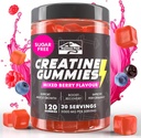 KP Creatiini Monohydraatti Gummies Mixed Berry miehille & naisille, 100% Creatiini Mixed Berry Gummies, 5g per Serving + Vegan, Sokeriton, Mixed Berry + Vahvuus, Energia, Lihas & Booty Gain - 120