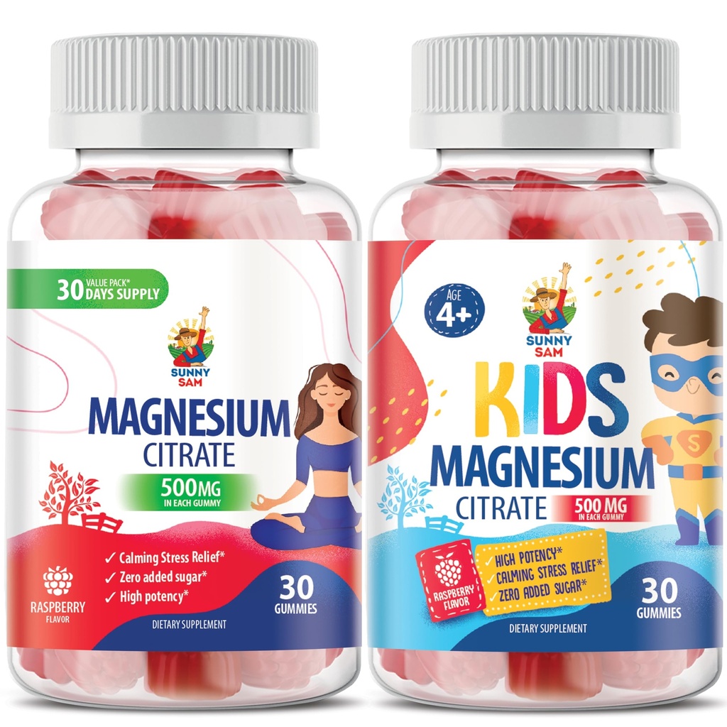 Magnesium Gummies för barn - 500mg och Magnesium Gummies för vuxna - 500mg .Calm Magnesium Chews - Magnesium Citrate Chewable Supplement för Mood & Muscle Support