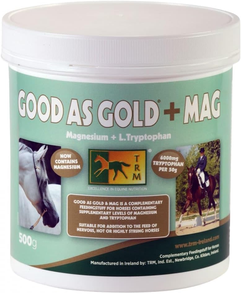 TRM Good as Gold + MAG Calming Horse Supplement for Rentoutumista ja Focus Tryptophan + Magnesium - 1,1 lb (500g) - 1,1 lb