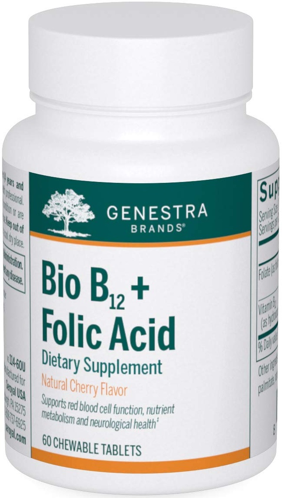 Genestra Brands Bio B12 + Folic Acid | Vitamin Supplement | 60 Tabletter