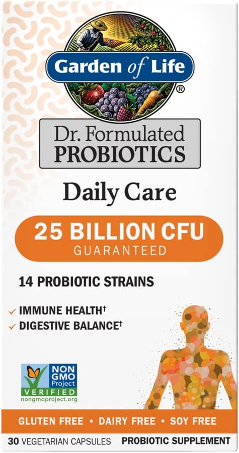 Elämän puutarha Tohtori Formuloitu Probiootit Päivittäinen hoito 30 kapselia 25 miljardia PMY 14 kanta Immuuniterveys Dgestive Balance, Gluteeniton, Soy Free