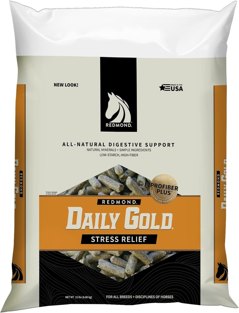REDMOND Daily Gold Pellets Stress Relief, Natural Healing Clay för gastric Ulcers i hästar (15 LB)