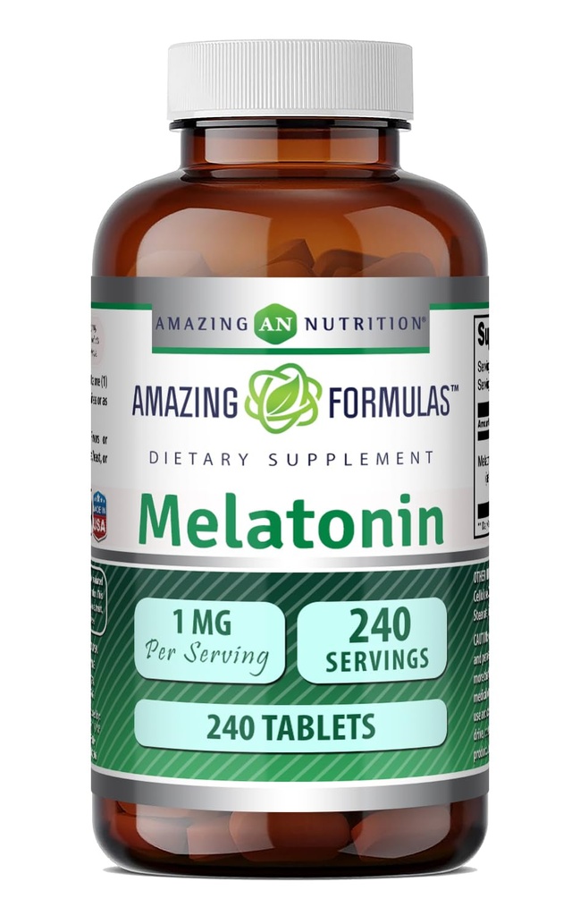Hämmästyttävä Formula Melatoniini 1 Mg Tabletit (ei GMO,Gluteeniton) - Paras valinta Natural Sleep Aid lisäravinteet Edistää rauhoittava ja rentouttava vaikutus - 240 tablettia - Soveltuu kasvissyöjä