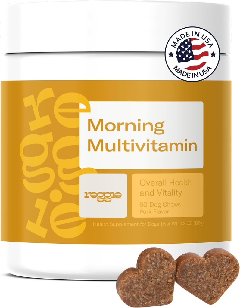 Reggie Morning Multivitamiinit koirille ... Päivittäinen koiran vitamiinipuruja vitamiineilla & Mineraalit immuniteetit, sydän, iho, turkki, nivelet ja digestio...