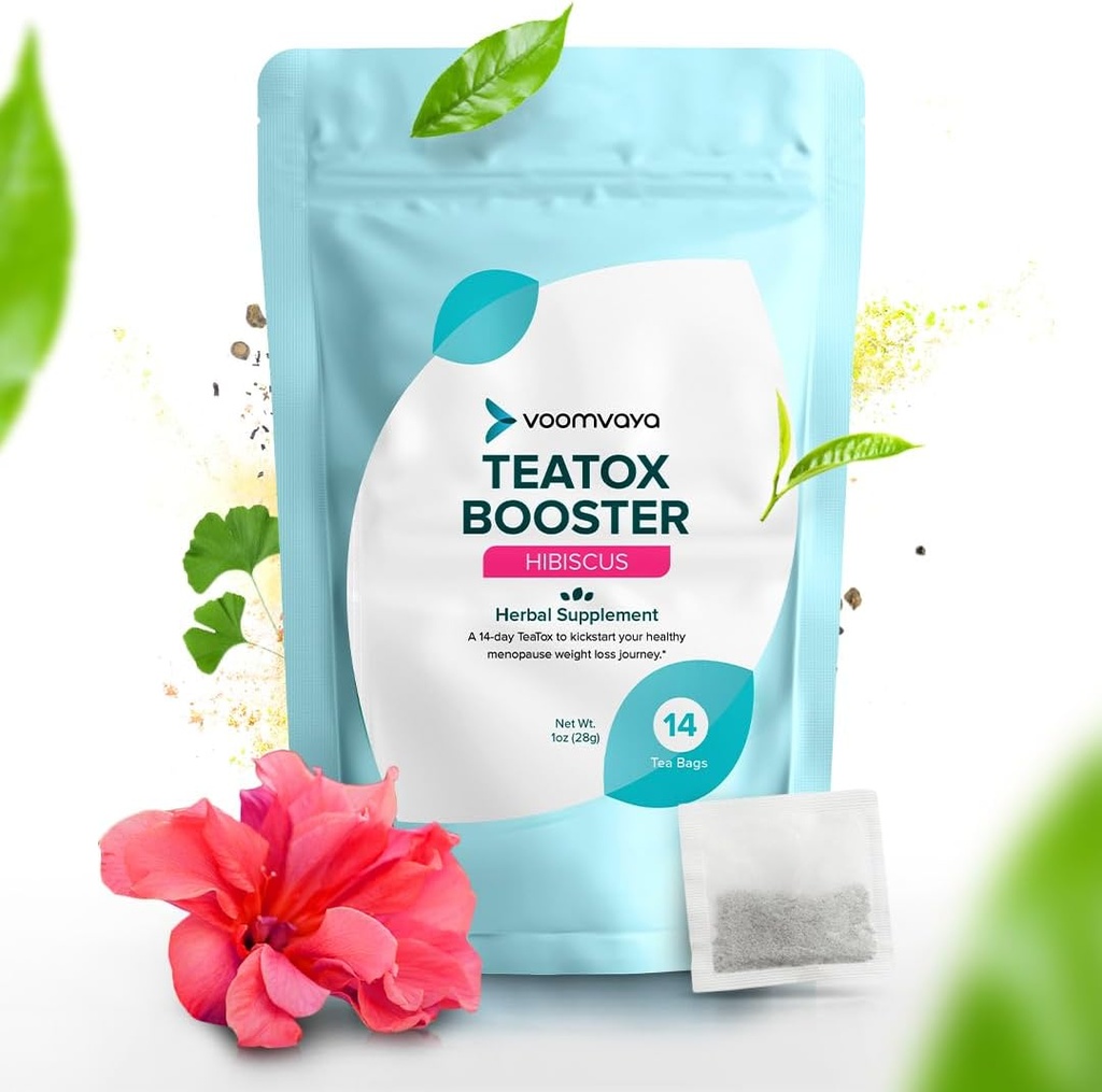 VoomVaya TeaTox Booster Senna Tea - 14 päivän detox Tea Bloating Relief, Detox Cleanse, Mood Boost - Hibiscus Flavor
