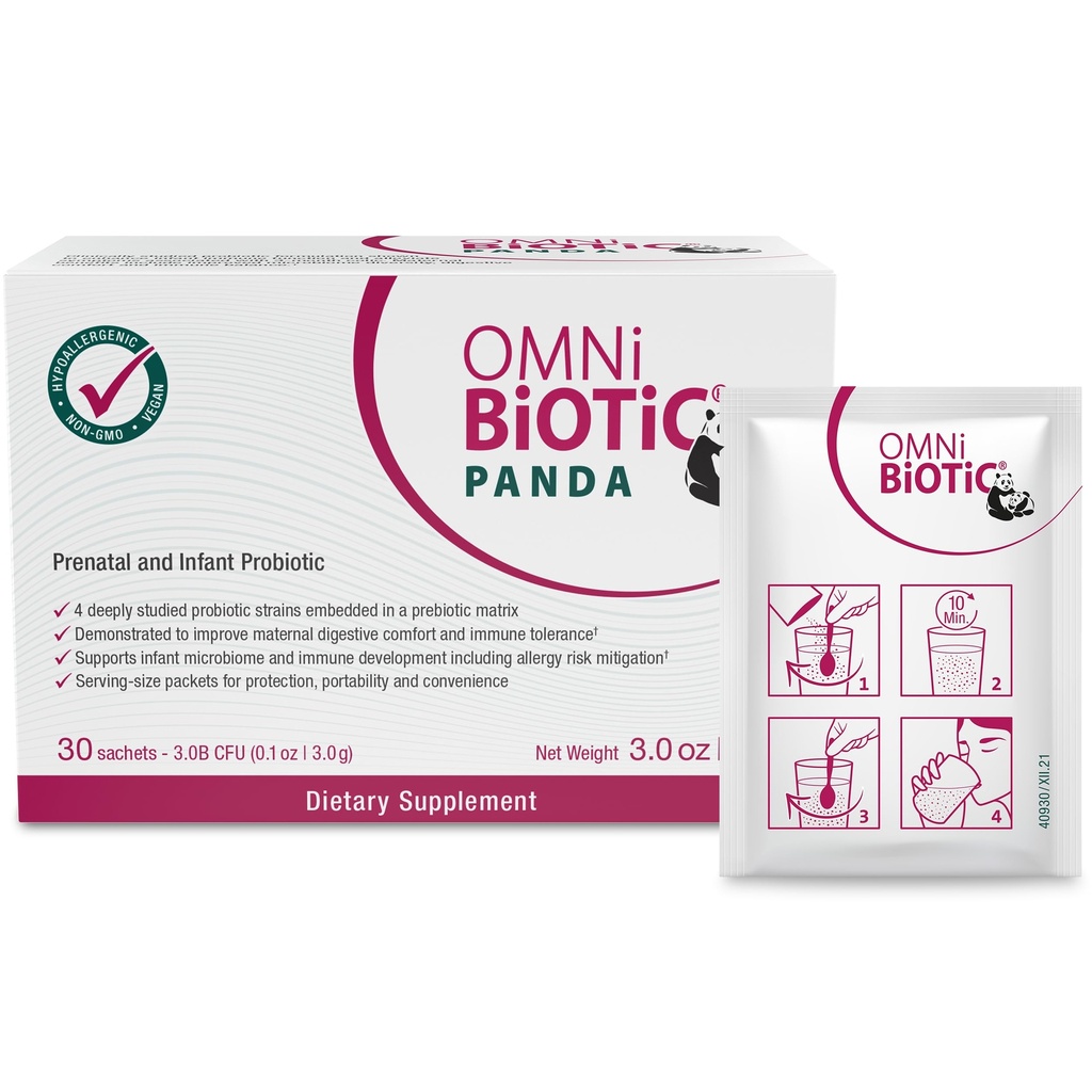 OMNi BiOTiC Panda - Probiotikum för mamma och baby - Prenatal och spädbarnsprobiotik - Gut Health & Immune System Support - Vegan och Hypoallergenic - Non-GMO (1 Pack)